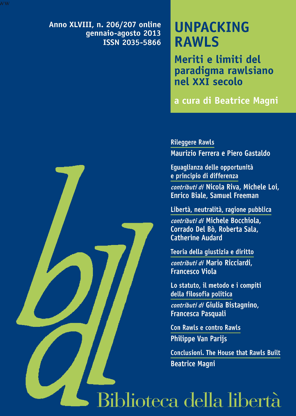 Categoria/Category Anno XLVIII, n. 206/207, gennaio-agosto 2013